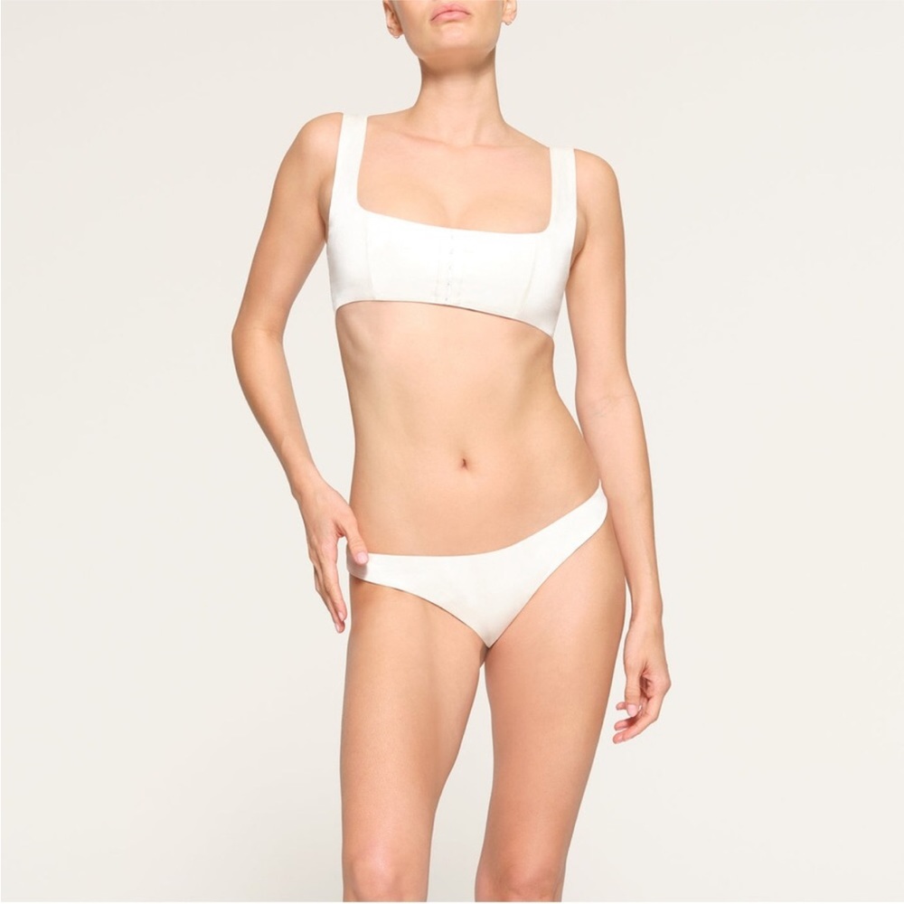 SKIMS Cream Square-Neck Bralette and Bikini Set